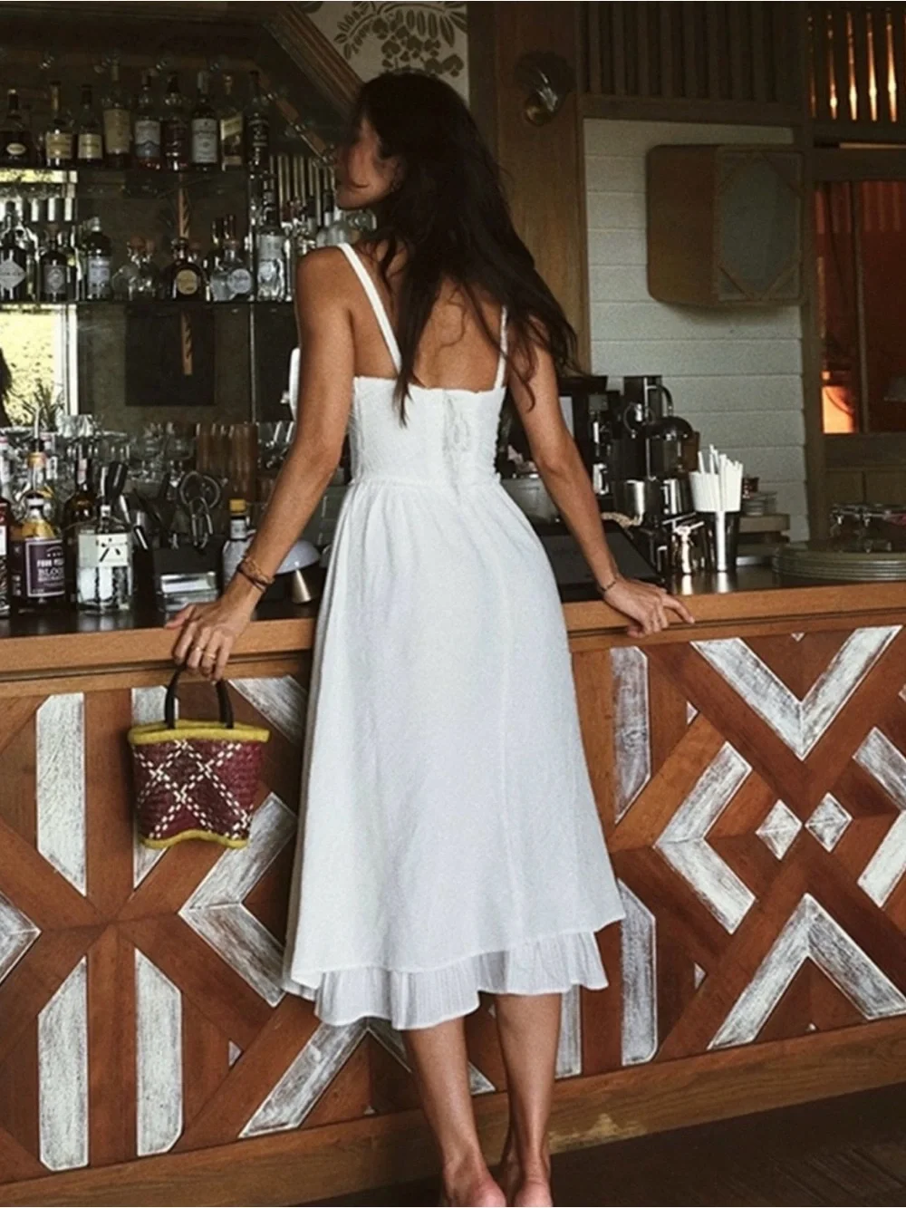 Commense White High-Low Sundress with Ruffle Hem - Picture 2 of 9